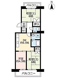 UR都市機構アルビス池田101棟 3DKの間取図画像