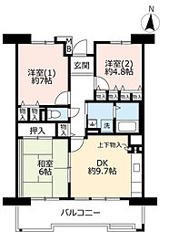 UR都市機構アルビス旭ケ丘4-1号棟 3DKの間取図画像
