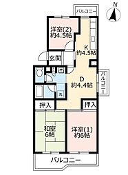 UR都市機構千里春日台団地3号棟 3DKの間取図画像