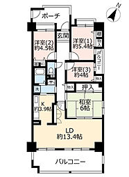 UR都市機構シティコート下新庄6号棟 4LDKの間取図画像
