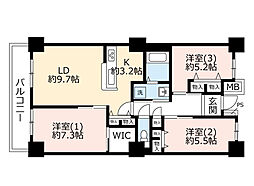 UR都市機構ぷららてんま天満市場 3LDKの間取図画像