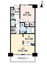 UR都市機構アーベイン東三国23号棟 1LDKの間取図画像