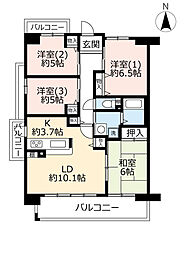 UR都市機構シティコート服部15棟 4LDKの間取図画像
