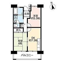 UR都市機構都島リバーシティ2号棟 2DKの間取図画像
