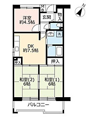 UR都市機構シティコート下新庄2号棟 3DKの間取図画像
