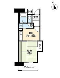 UR都市機構都島リバーシティ4号棟 1DKの間取図画像