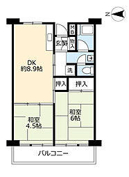 UR都市機構リバーサイドながら4号棟 1LDKの間取図画像