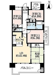 UR都市機構茨木学園町3号棟 4LDKの間取図画像