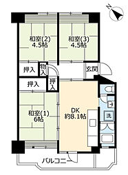 UR都市機構リバーサイドしろきた団地35号棟 2LDKの間取図画像