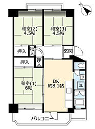 UR都市機構リバーサイドしろきた団地35号棟 3DKの間取図画像