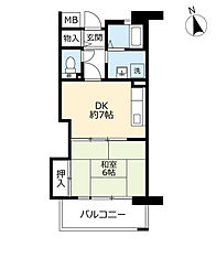 UR都市機構都島リバーシティ4号棟 1DKの間取図画像