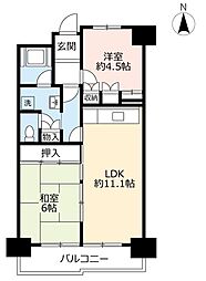 UR玉串西 8階2LDKの間取り