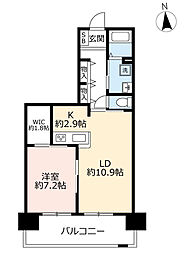 URアーベインなんばウエスト 14階1LDKの間取り