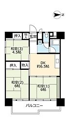 UR都市機構南港ひかりの団地11棟 3DKの間取図画像