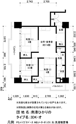 UR都市機構南港ひかりの団地13棟 2LDKの間取図画像