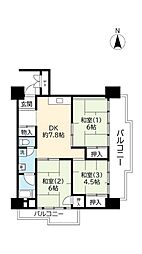 UR都市機構南港ひかりの団地14棟 3DKの間取図画像