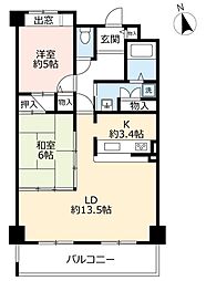UR都市機構アーベイン天王寺22号棟 2LDKの間取図画像