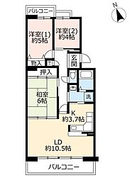 UR都市機構シティハイツ堺七道 3LDKの間取図画像