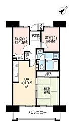 UR都市機構サンヴァリエ針中野3号棟 3DKの間取図画像