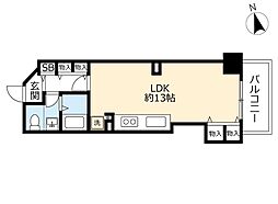 UR都市機構アーベイン天王寺21号棟 1Kの間取図画像