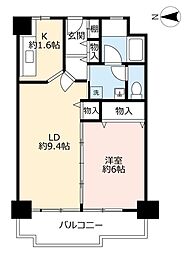 UR都市機構南港わかぎの団地42棟 1LDKの間取図画像