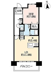 UR都市機構アーベインなんばウエスト東棟 1LDKの間取図画像