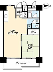 UR都市機構南港ひかりの団地15棟 1LDKの間取図画像