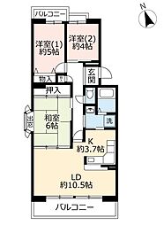 UR都市機構シティハイツ堺七道 3LDKの間取図画像