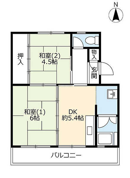 UR桜丘 ｜大阪府枚方市桜丘町(賃貸マンション1LDK・5階・45.72㎡)の写真 その2