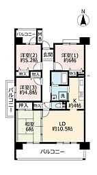 UR都市機構香里ケ丘けやき東街7号棟 4LDKの間取図画像