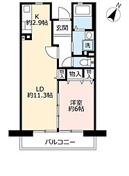 アミティひらかた宮之阪 1LDKの間取図画像