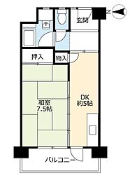 UR都市機構中百舌鳥公園団地4号館 1Kの間取図画像