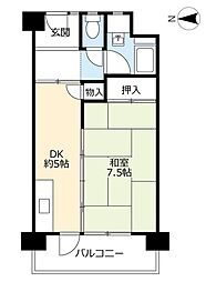 UR都市機構中百舌鳥公園団地4号館 1Kの間取図画像