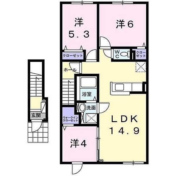 ティグレ 203｜北海道深川市三条(賃貸アパート3LDK・2階・67.33㎡)の写真 その2
