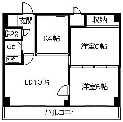 エーコー2条ビル 2LDKの間取図画像