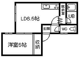 チュリス4・5 1DKの間取図画像