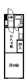 平山ハイツ 1DKの間取図画像