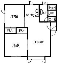 3条ハイツ 2LDKの間取図画像