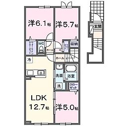 ブリッサ砂川S II 3LDKの間取図画像