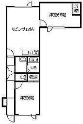 スターハイツ常磐公園 2LDKの間取図画像