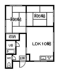 サンコーマンション 2DKの間取図画像