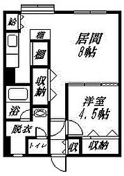 日の出マンション 1DKの間取図画像