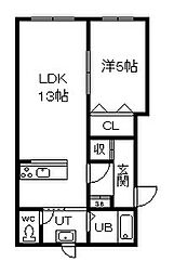 グランスクエア 1LDKの間取図画像