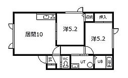 チョコハウス 2LDKの間取図画像