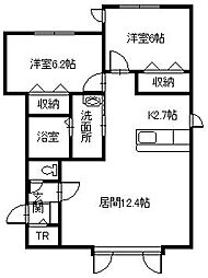 オーベル11条B 2LDKの間取図画像