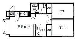 エステートカムイ2 2LDKの間取図画像