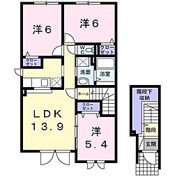 クレメント2 3LDKの間取図画像