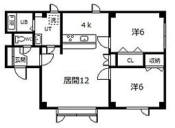エポック神楽 2LDKの間取図画像