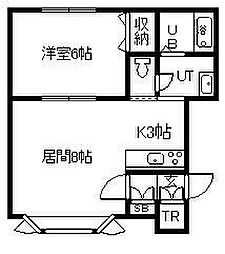 ロシュ7・1B 1LDKの間取図画像