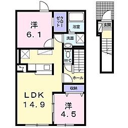 レガーレ1 2LDKの間取図画像